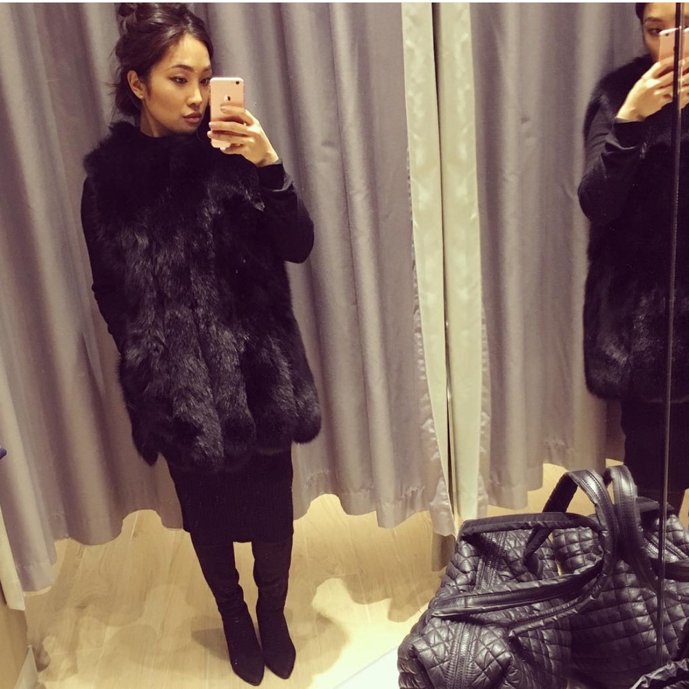 Real rabbit fur vest black xs-s